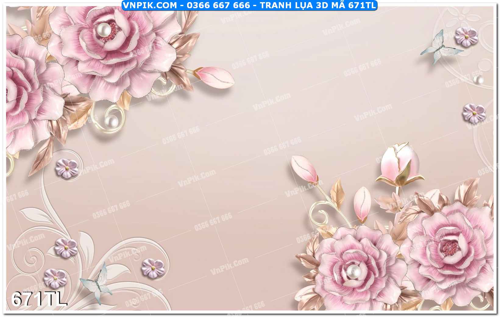 Tranh lụa 3D – Tranh trang trí dán tường 671TL