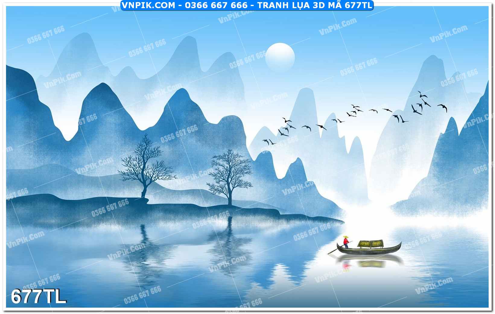 Tranh lụa 3D – Tranh trang trí dán tường 677TL