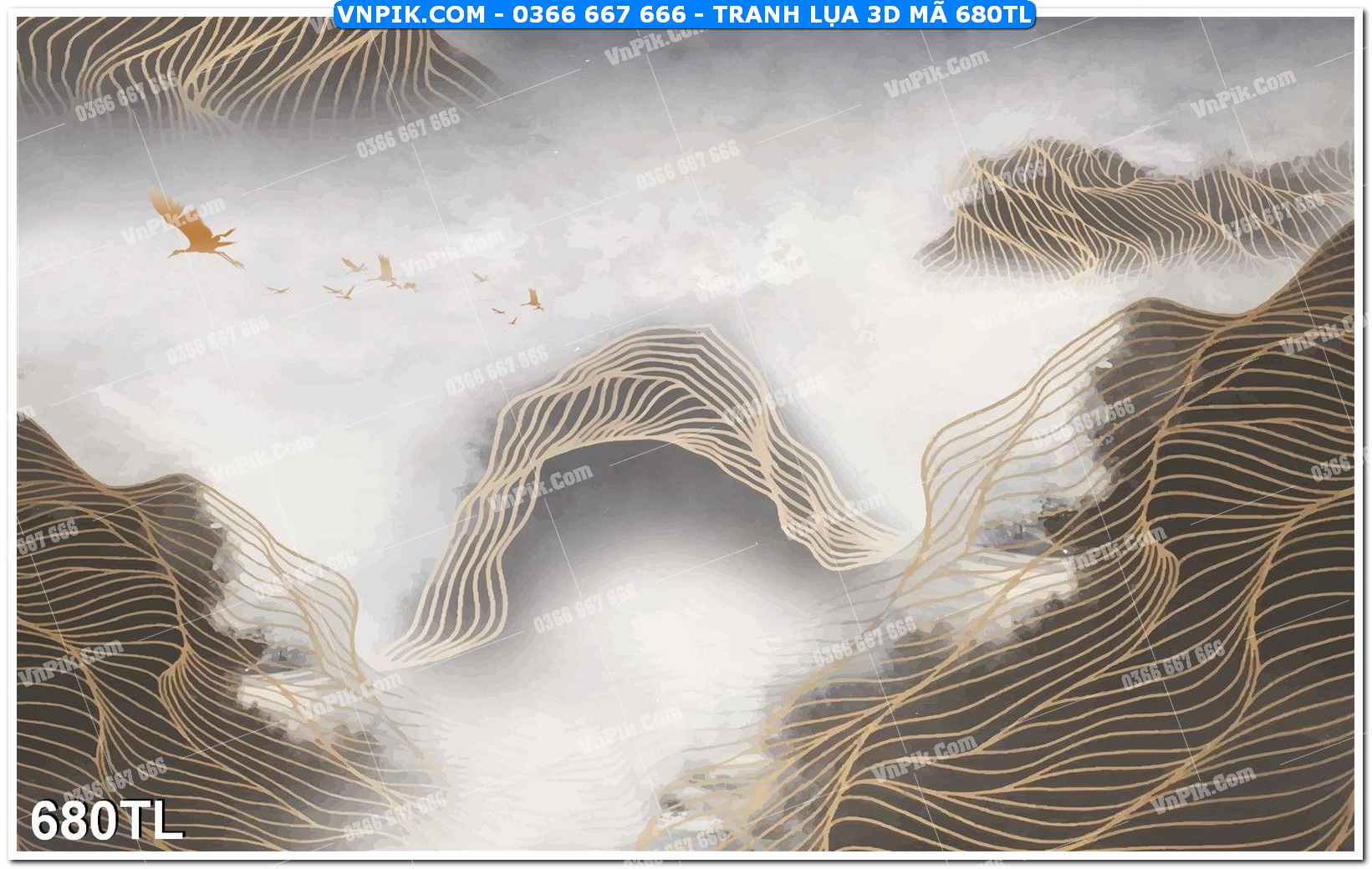 Tranh lụa 3D – Tranh trang trí dán tường 680TL