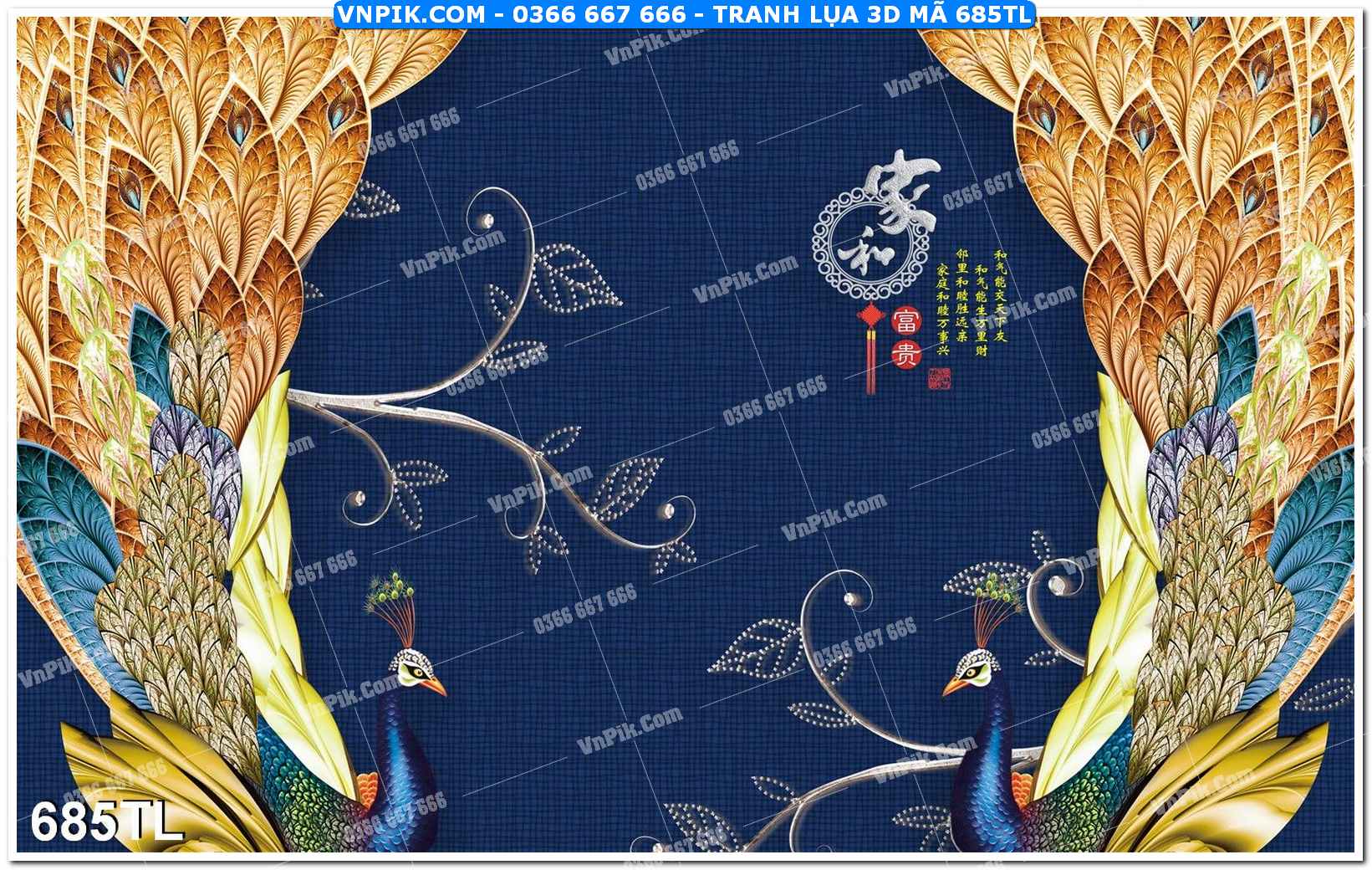 Tranh lụa 3D – Tranh trang trí dán tường 685TL