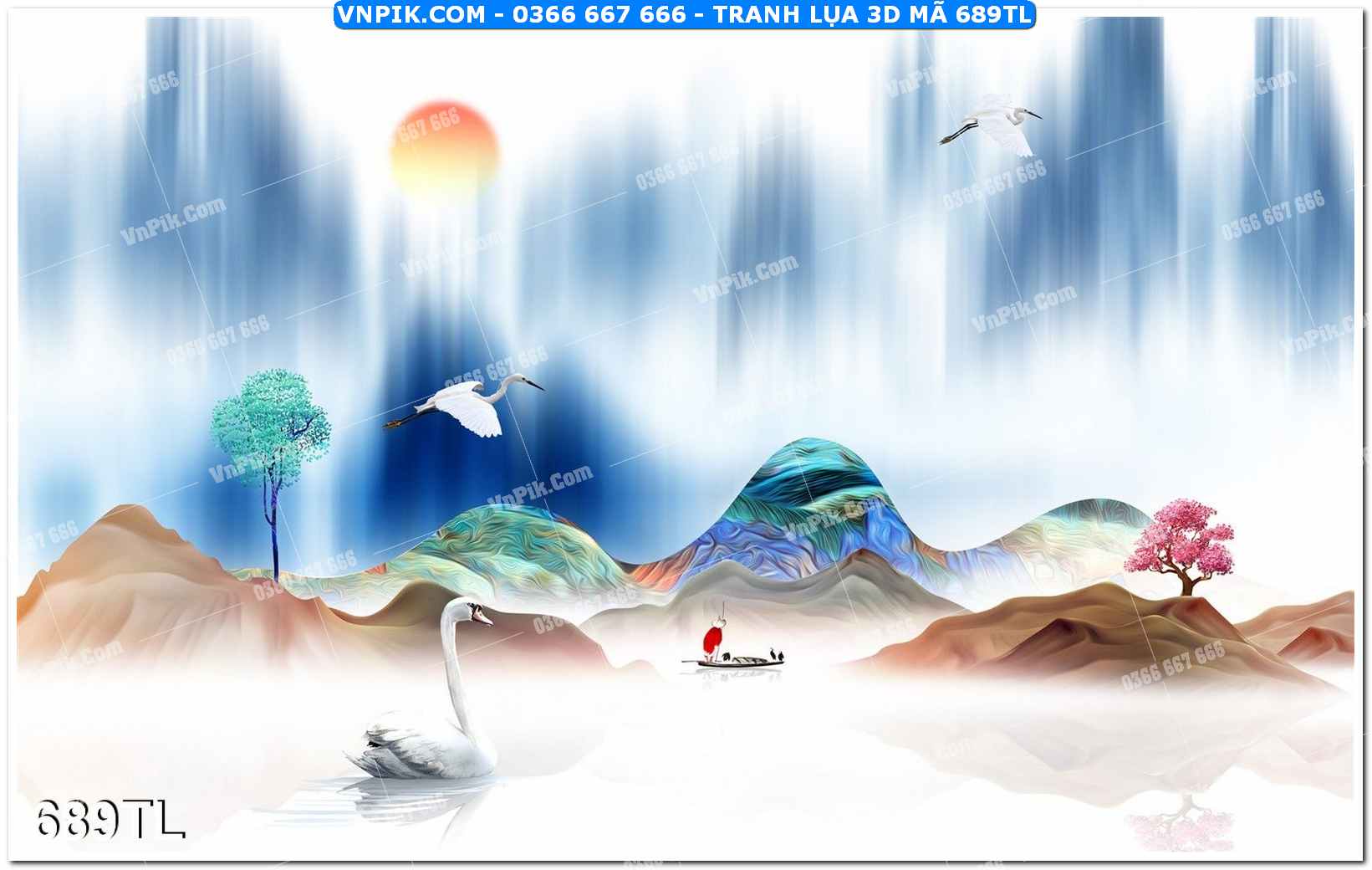 Tranh lụa 3D – Tranh trang trí dán tường 689TL