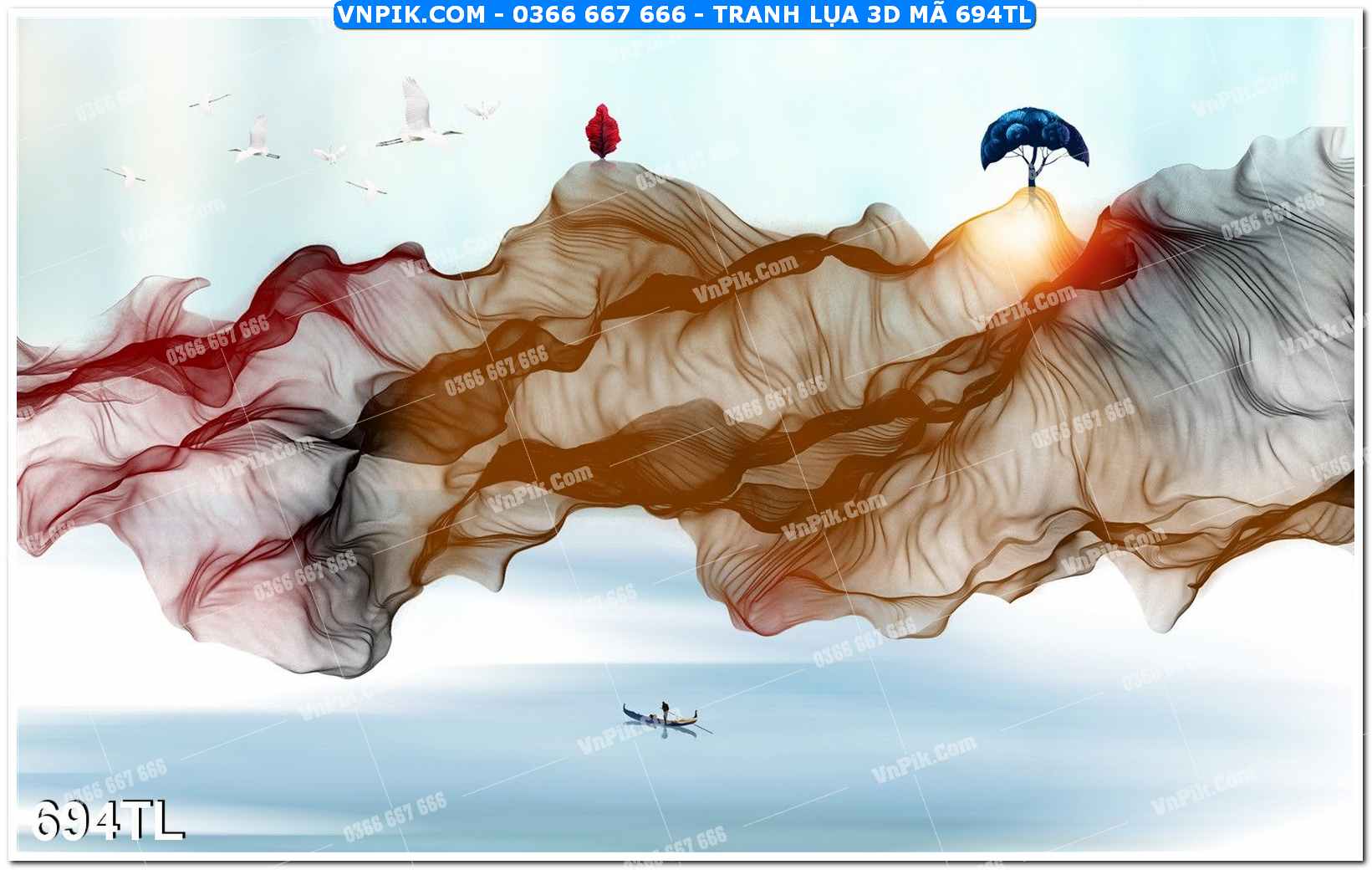 Tranh lụa 3D – Tranh trang trí dán tường 694TL