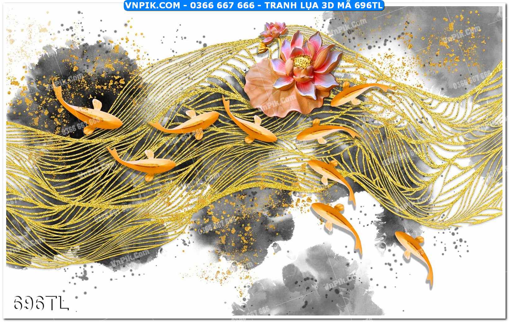 Tranh lụa 3D – Tranh trang trí dán tường 696TL