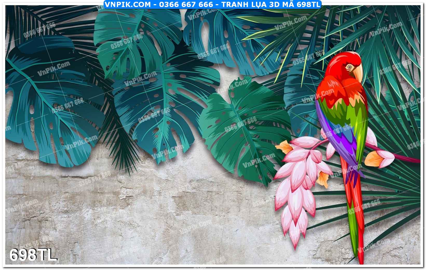 Tranh lụa 3D – Tranh trang trí dán tường 698TL