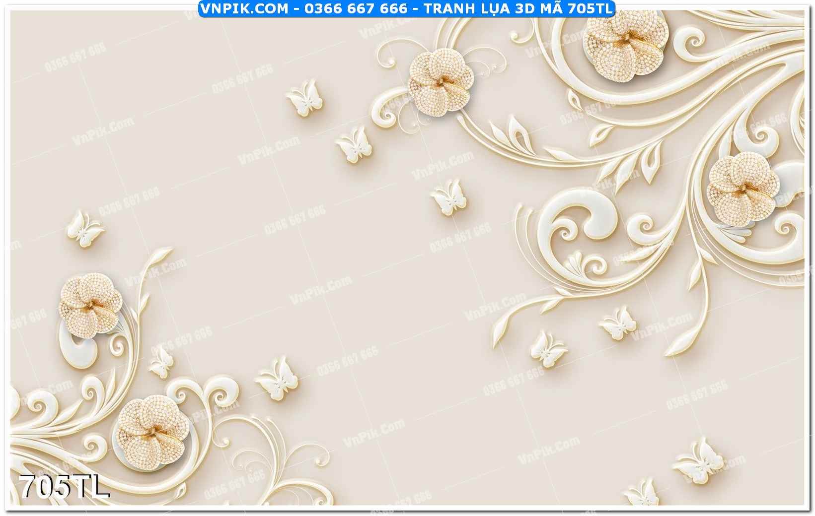 Tranh lụa 3D – Tranh trang trí dán tường 705TL