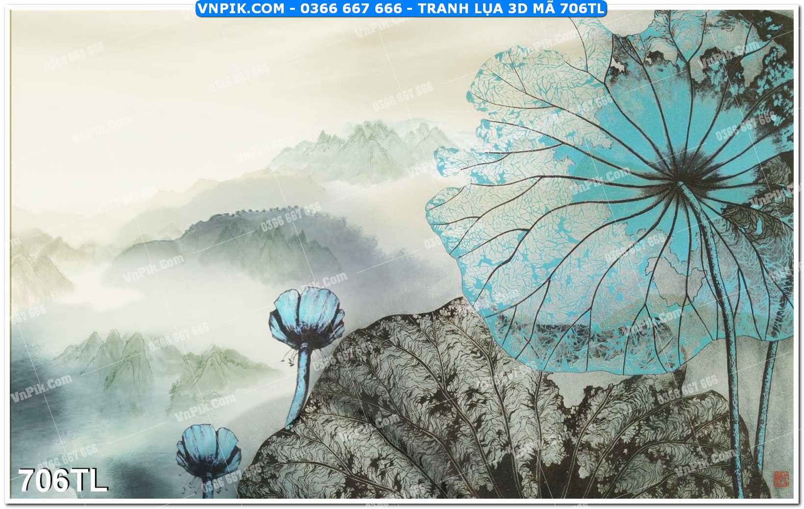 Tranh lụa 3D – Tranh trang trí dán tường 706TL