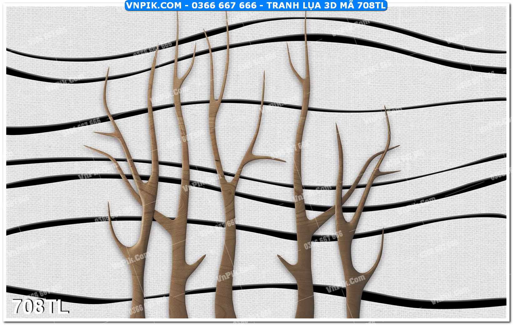 Tranh lụa 3D – Tranh trang trí dán tường 708TL