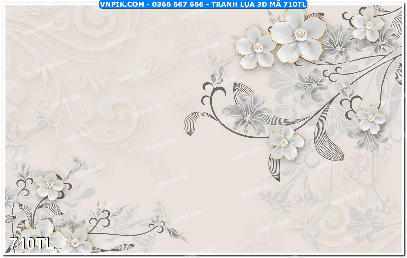 Tranh lụa 3D – Tranh trang trí dán tường 710TL