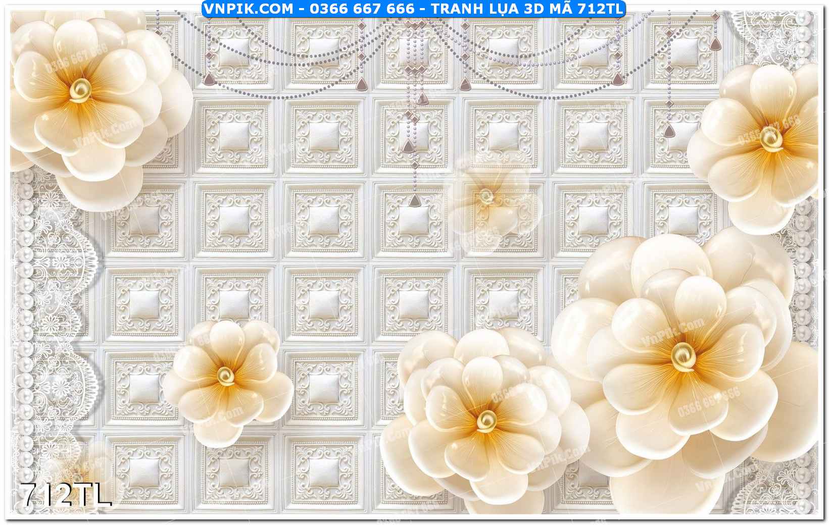 Tranh lụa 3D – Tranh trang trí dán tường 712TL