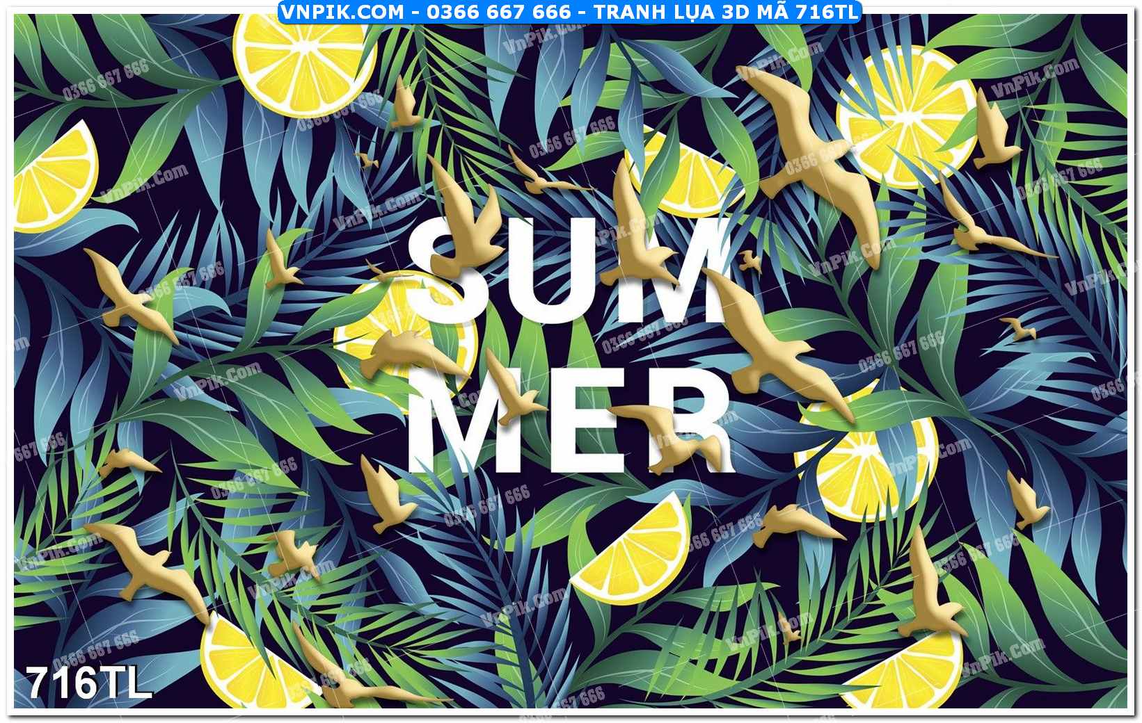 Tranh lụa 3D – Tranh trang trí dán tường 716TL