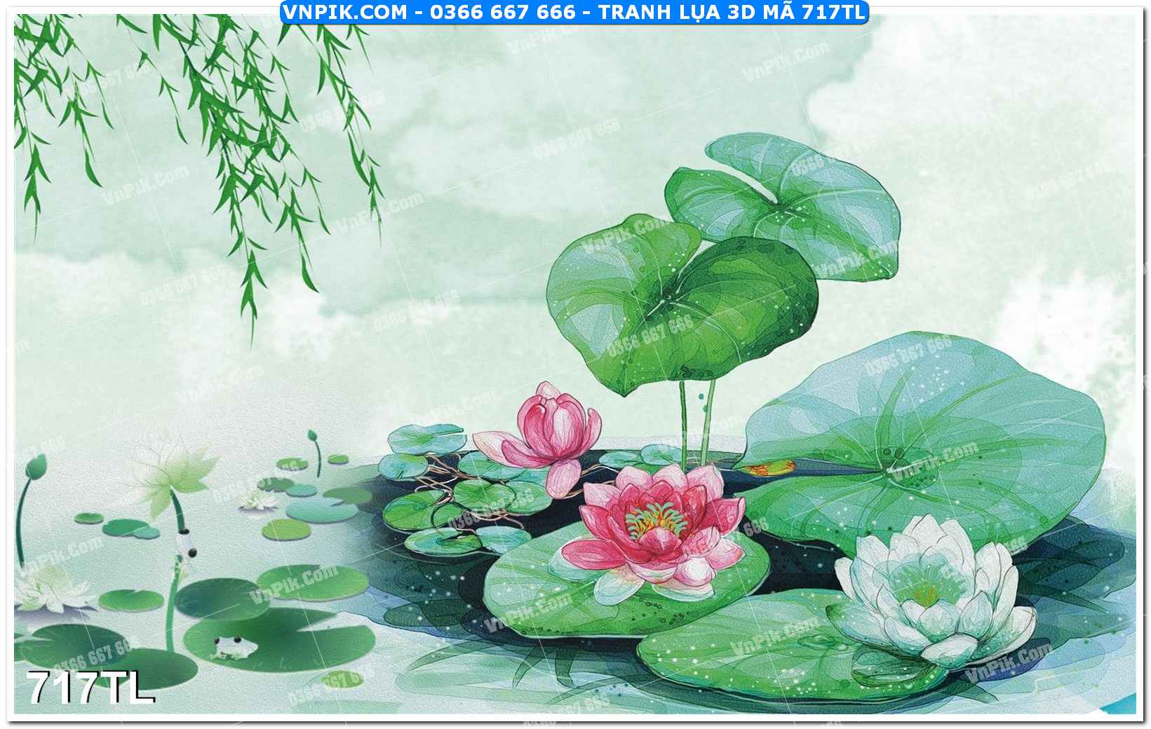 Tranh lụa 3D – Tranh trang trí dán tường 717TL