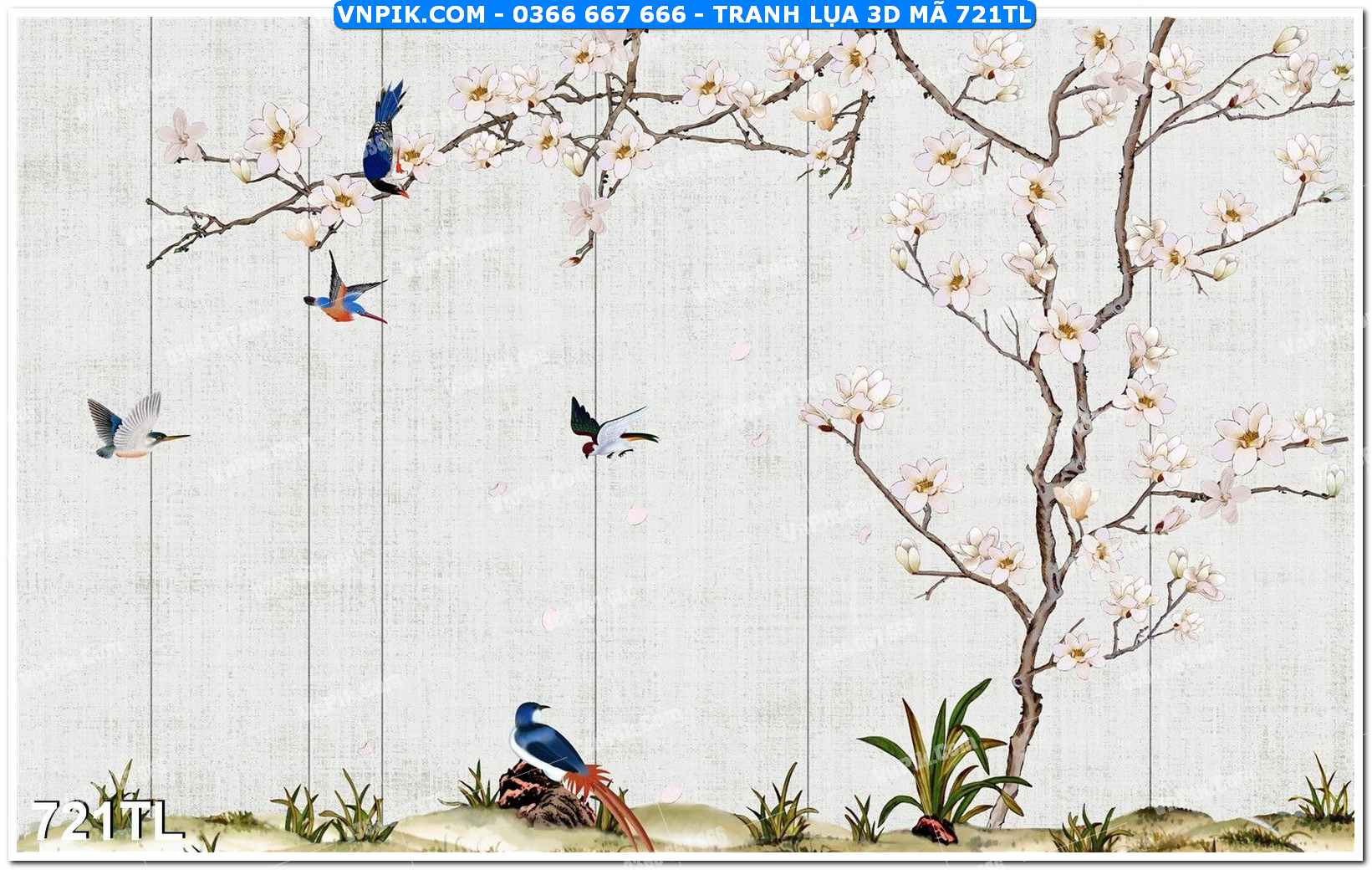 Tranh lụa 3D – Tranh trang trí dán tường 721TL