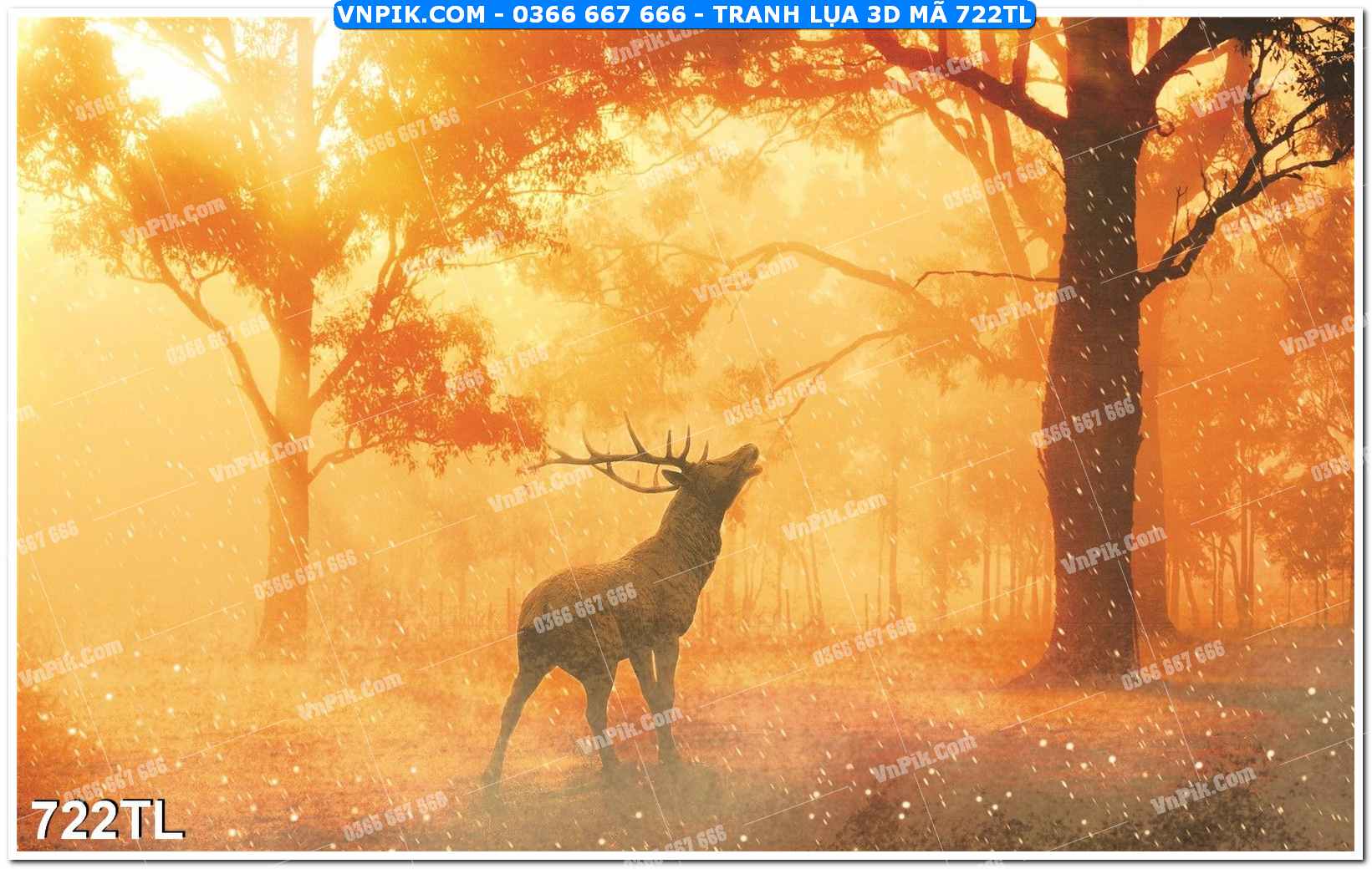 Tranh lụa 3D – Tranh trang trí dán tường 722TL