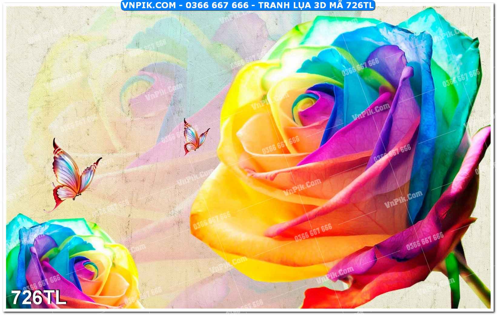Tranh lụa 3D – Tranh trang trí dán tường 726TL