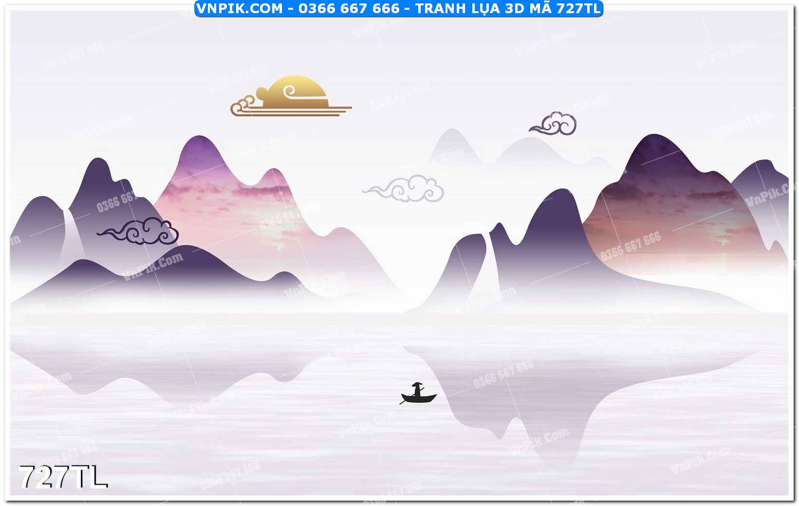 Tranh lụa 3D – Tranh trang trí dán tường 727TL