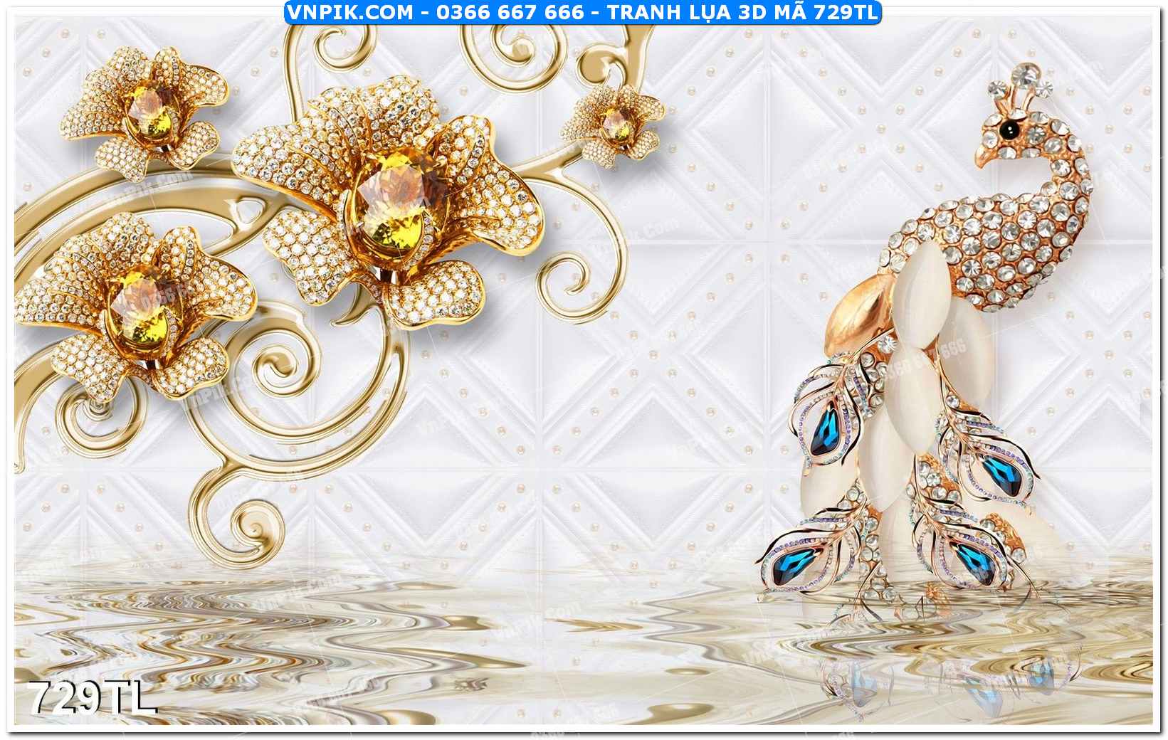 Tranh lụa 3D – Tranh trang trí dán tường 729TL