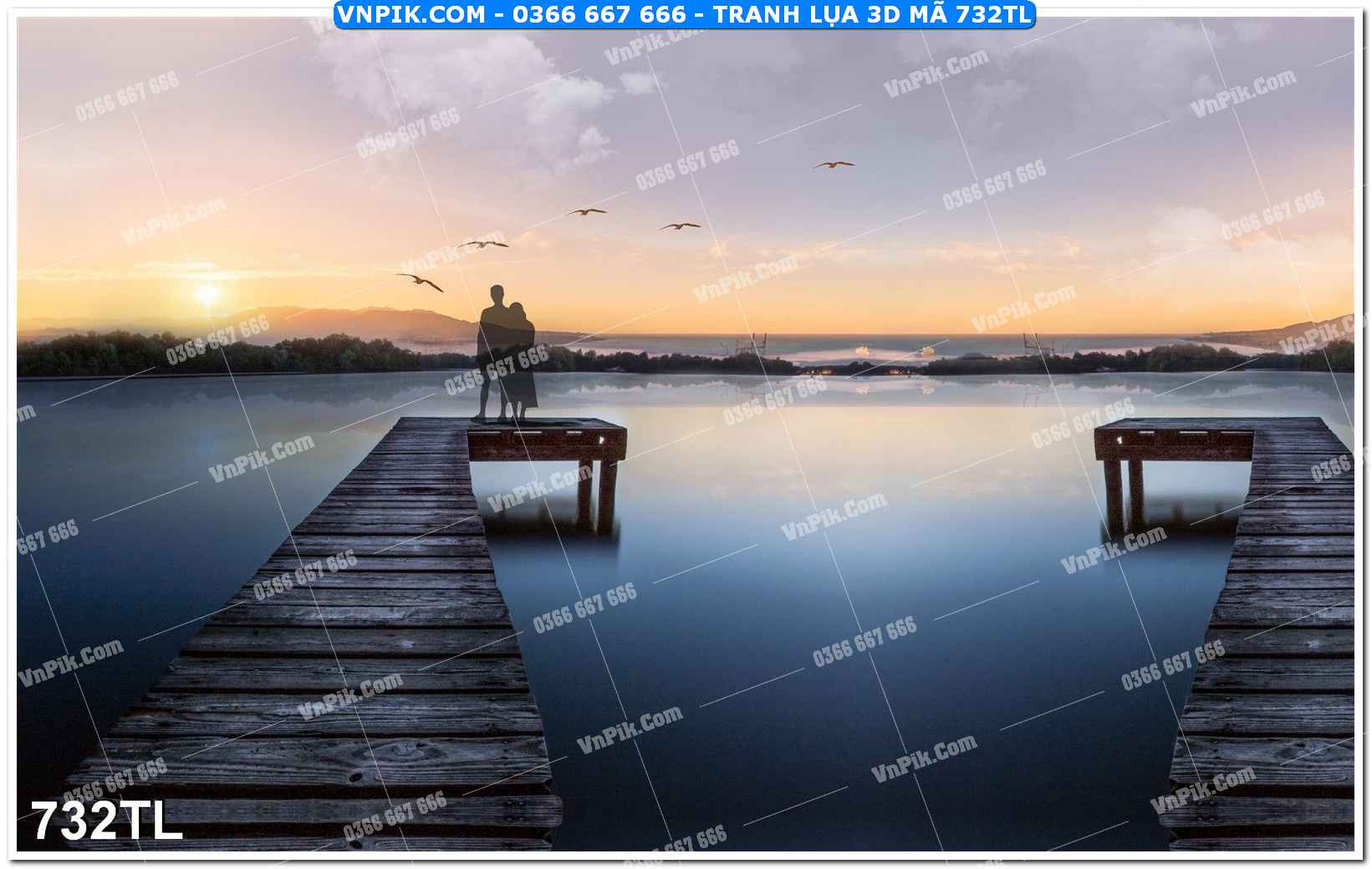 Tranh lụa 3D – Tranh trang trí dán tường 732TL