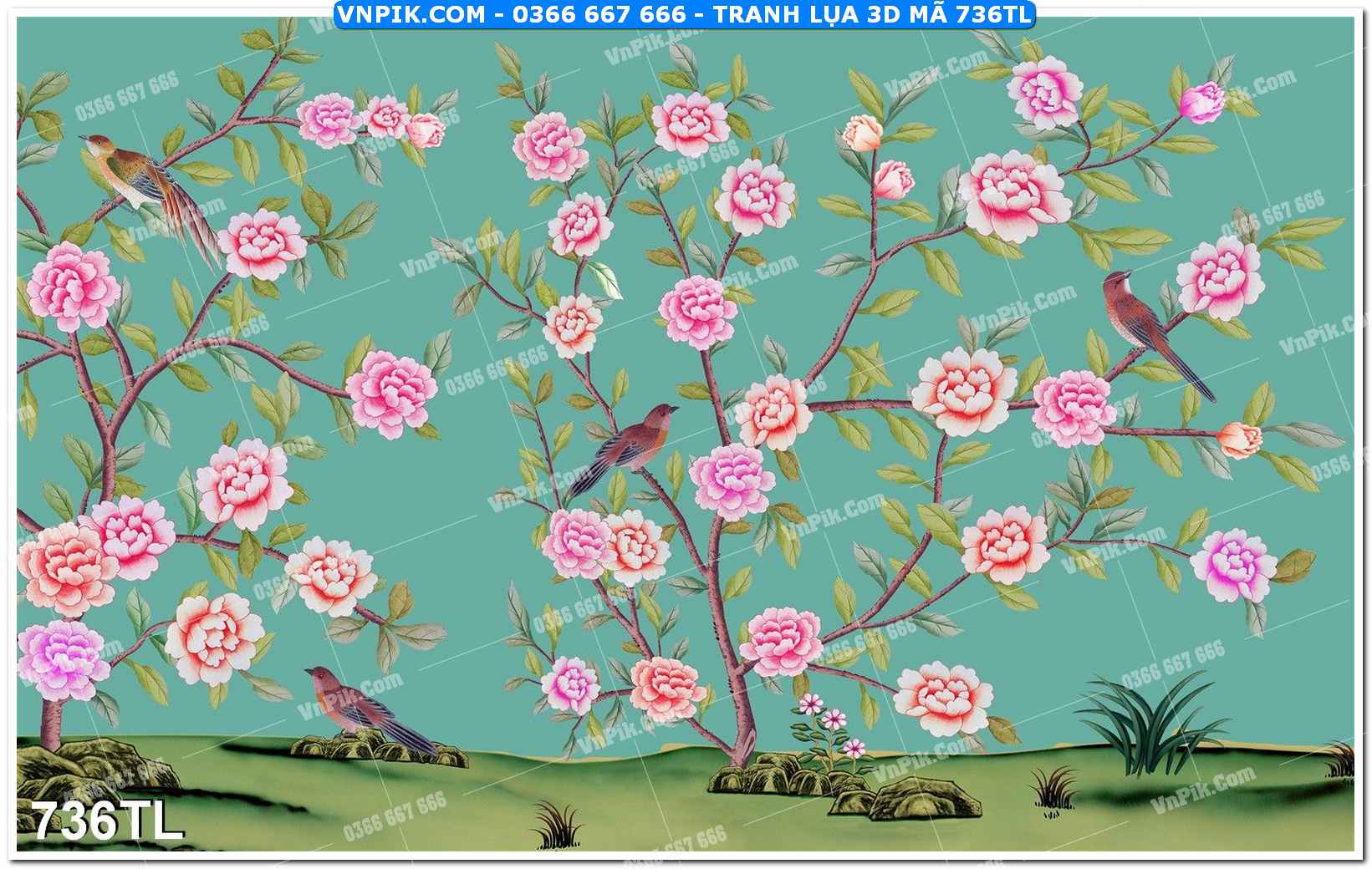 Tranh lụa 3D – Tranh trang trí dán tường 736TL