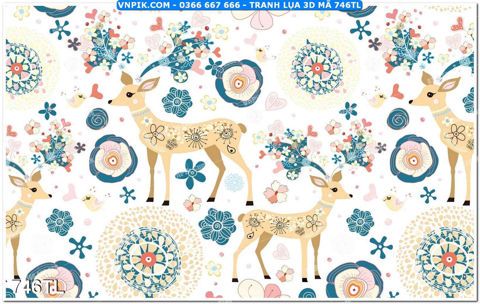 Tranh lụa 3D – Tranh trang trí dán tường 746TL