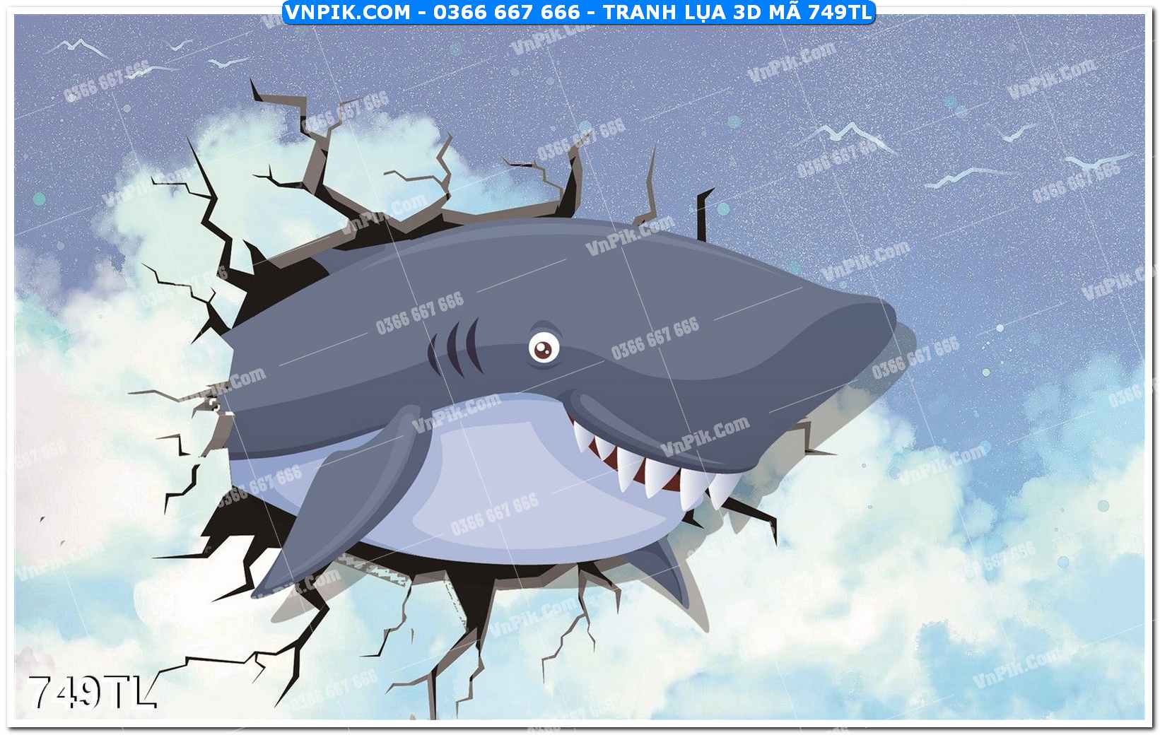 Tranh lụa 3D – Tranh trang trí dán tường 749TL