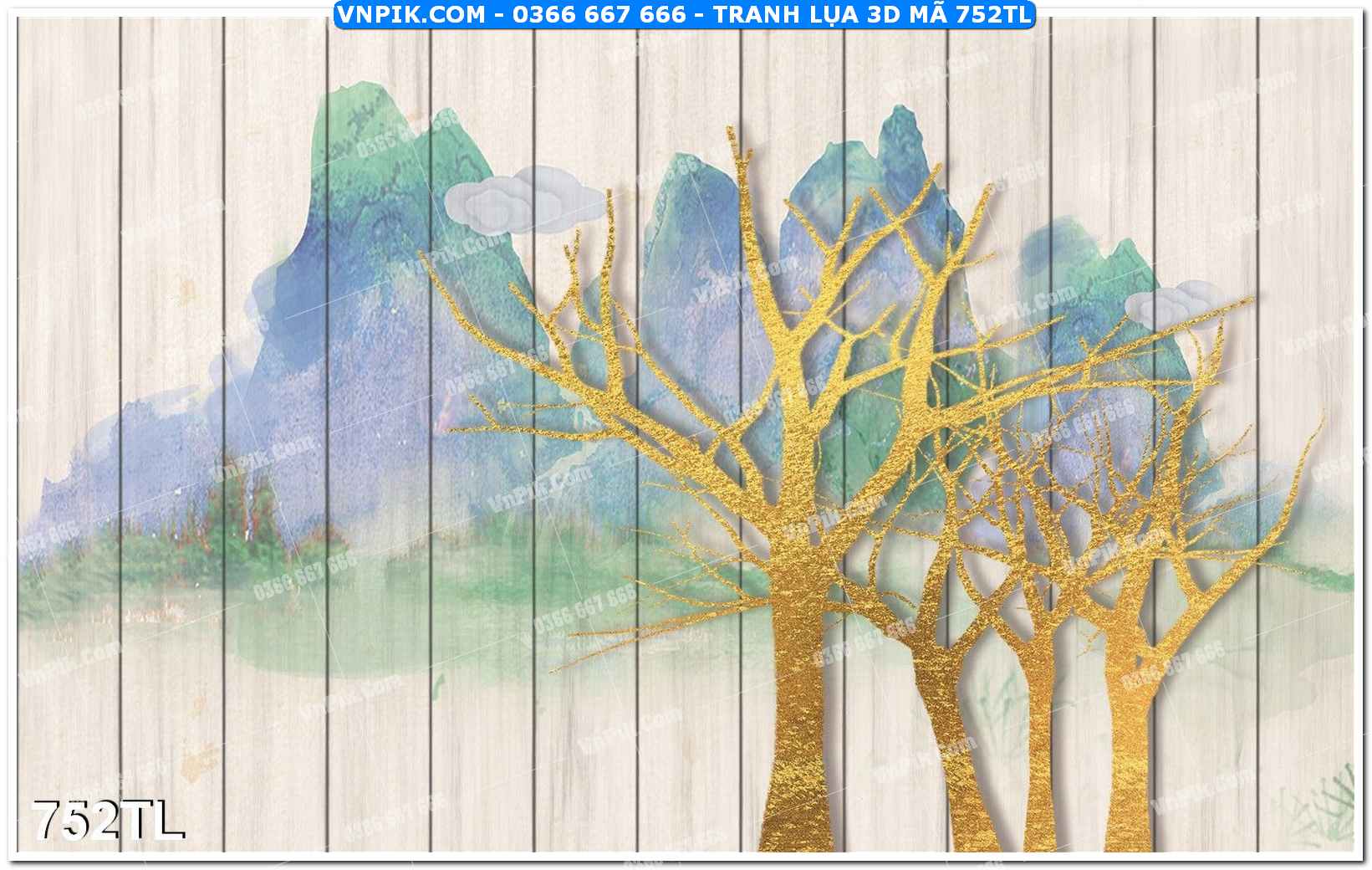 Tranh lụa 3D – Tranh trang trí dán tường 752TL