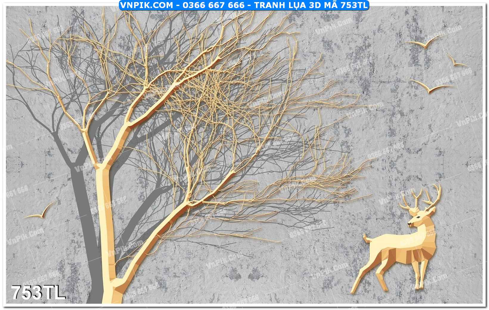 Tranh lụa 3D – Tranh trang trí dán tường 753TL