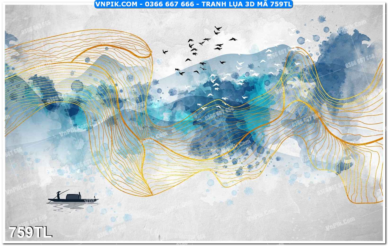 Tranh lụa 3D – Tranh trang trí dán tường 759TL