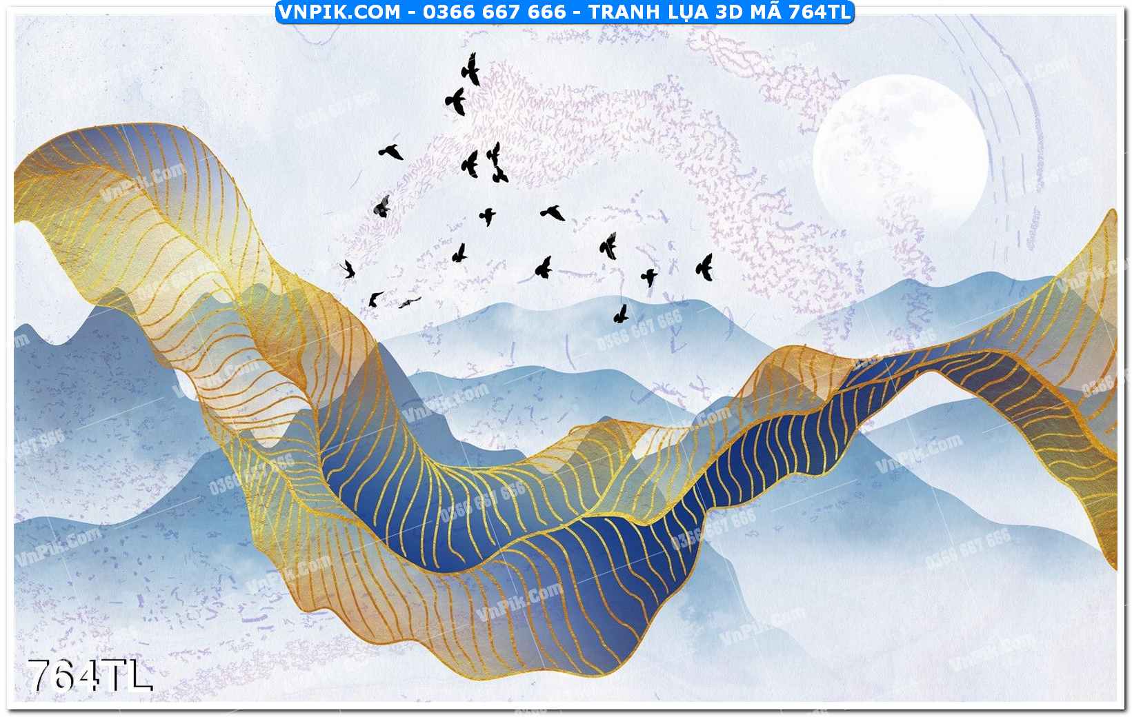 Tranh lụa 3D – Tranh trang trí dán tường 764TL
