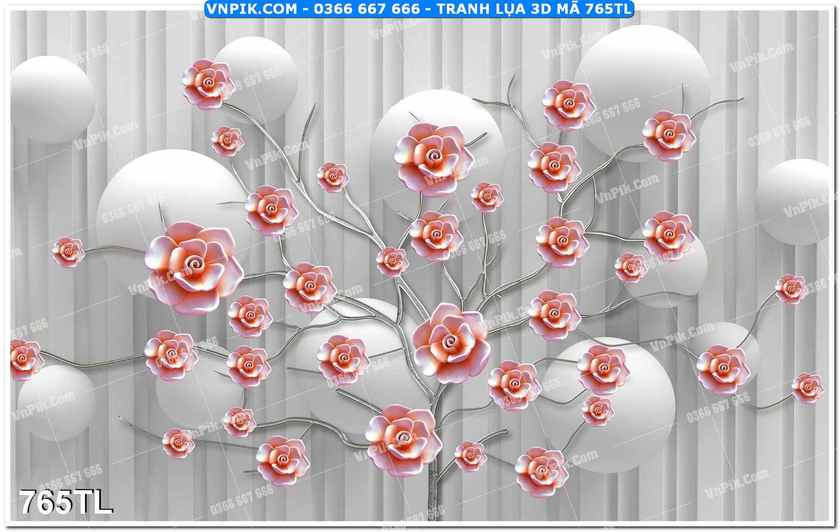 Tranh lụa 3D – Tranh trang trí dán tường 765TL