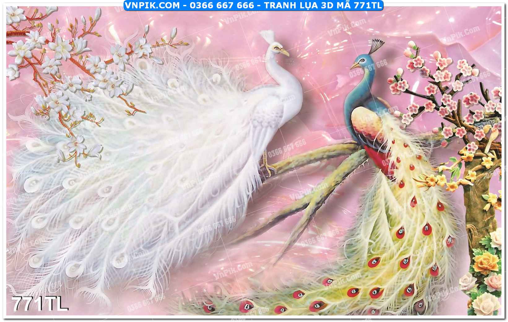 Tranh lụa 3D – Tranh trang trí dán tường 771TL