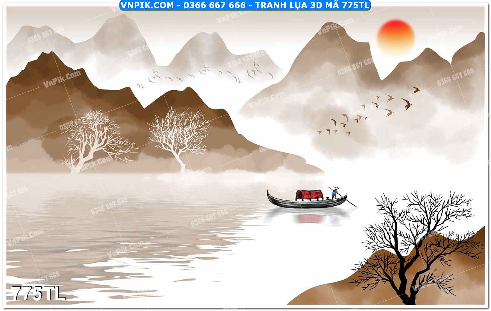 Tranh lụa 3D – Tranh trang trí dán tường 775TL