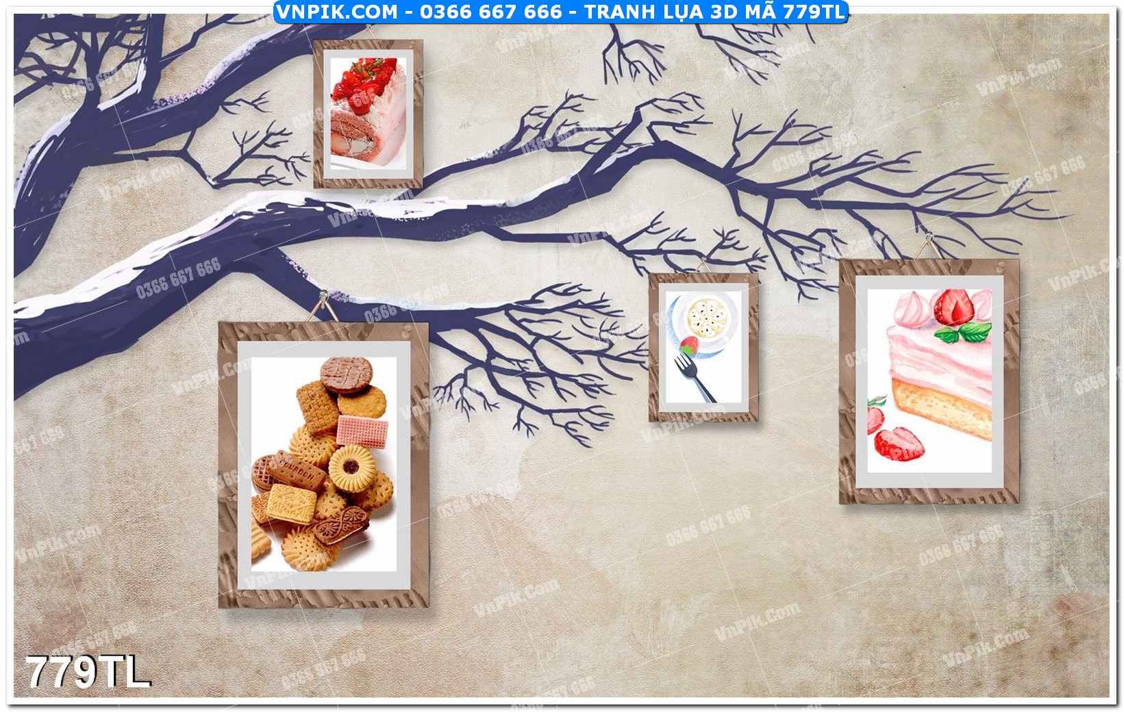 Tranh lụa 3D – Tranh trang trí dán tường 779TL