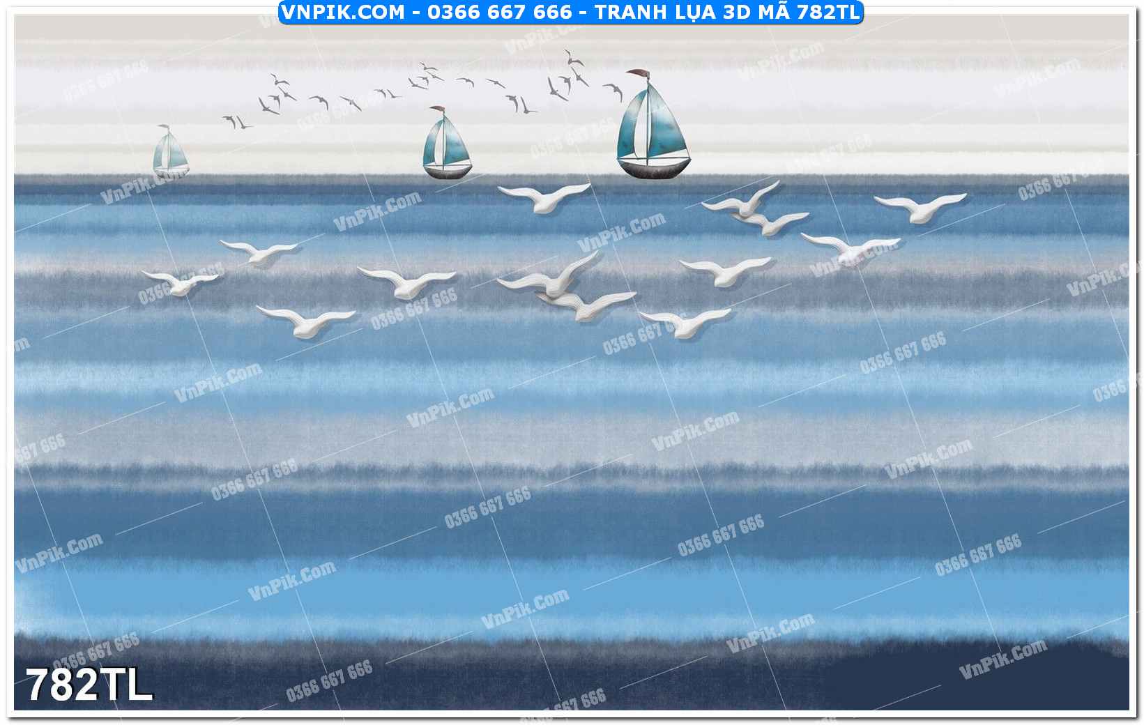 Tranh lụa 3D – Tranh trang trí dán tường 782TL