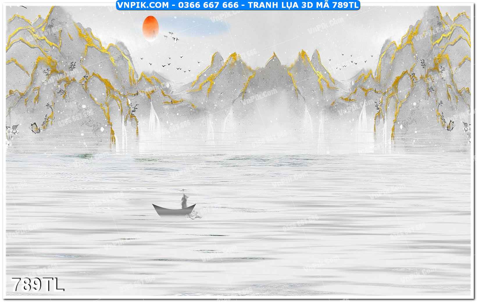 Tranh lụa 3D – Tranh trang trí dán tường 789TL