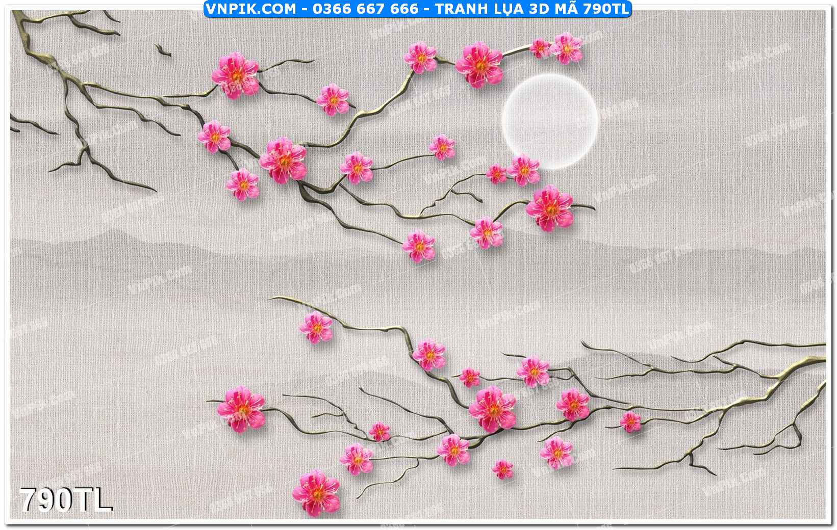 Tranh lụa 3D – Tranh trang trí dán tường 790TL