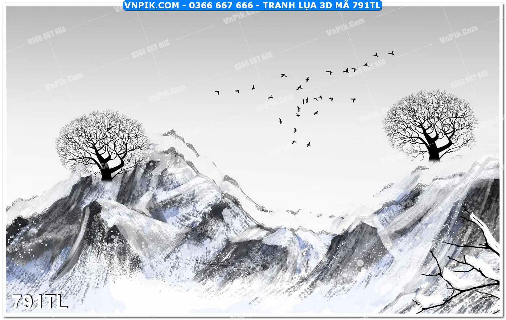 Tranh lụa 3D – Tranh trang trí dán tường 791TL