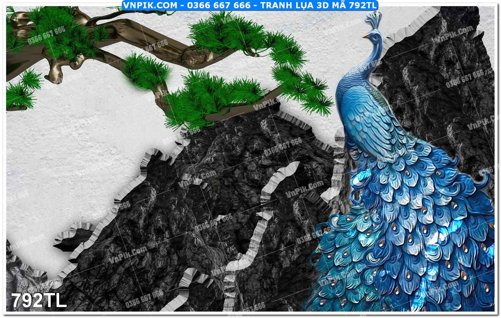 Tranh lụa 3D – Tranh trang trí dán tường 792TL