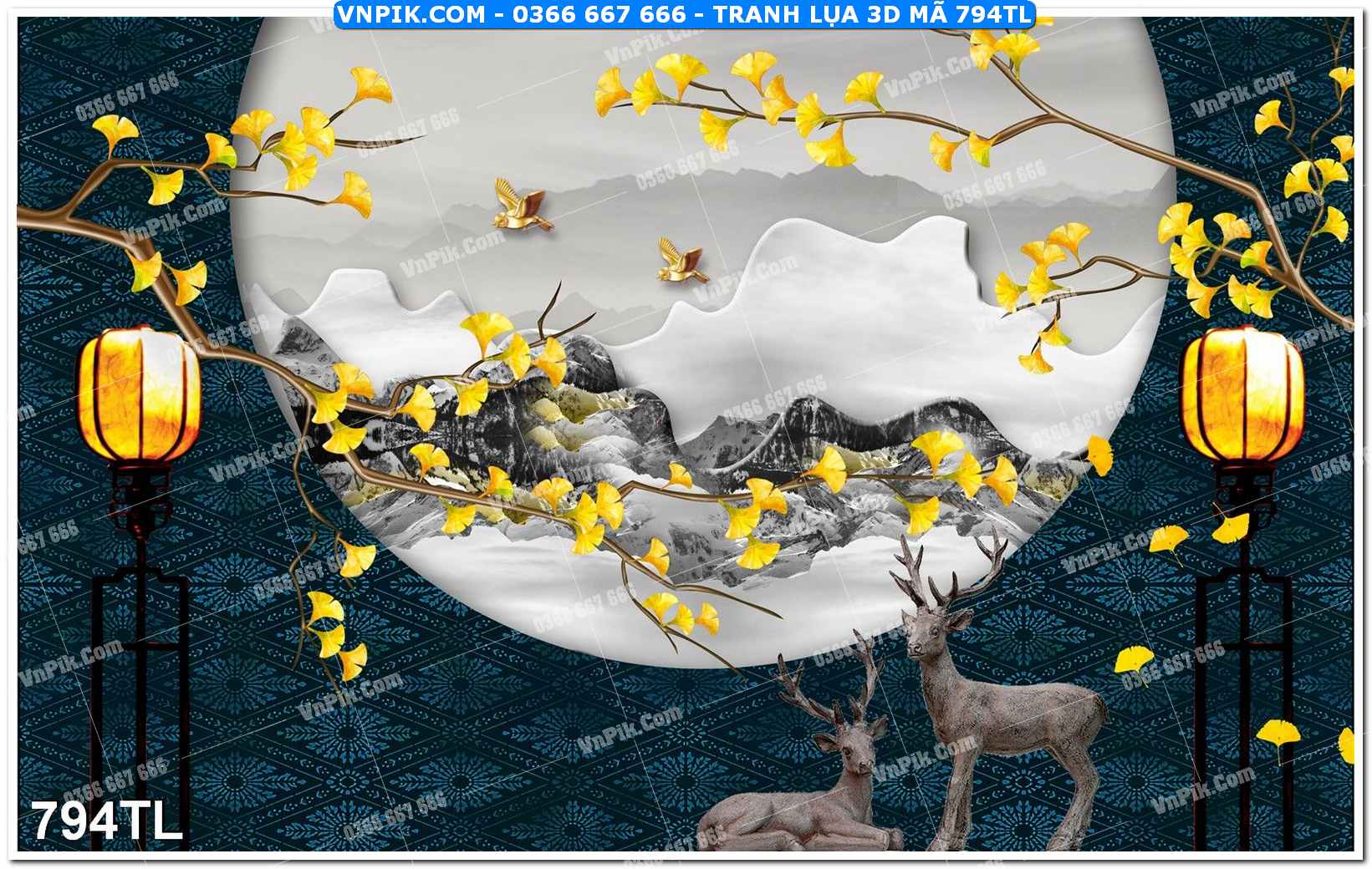 Tranh lụa 3D – Tranh trang trí dán tường 794TL