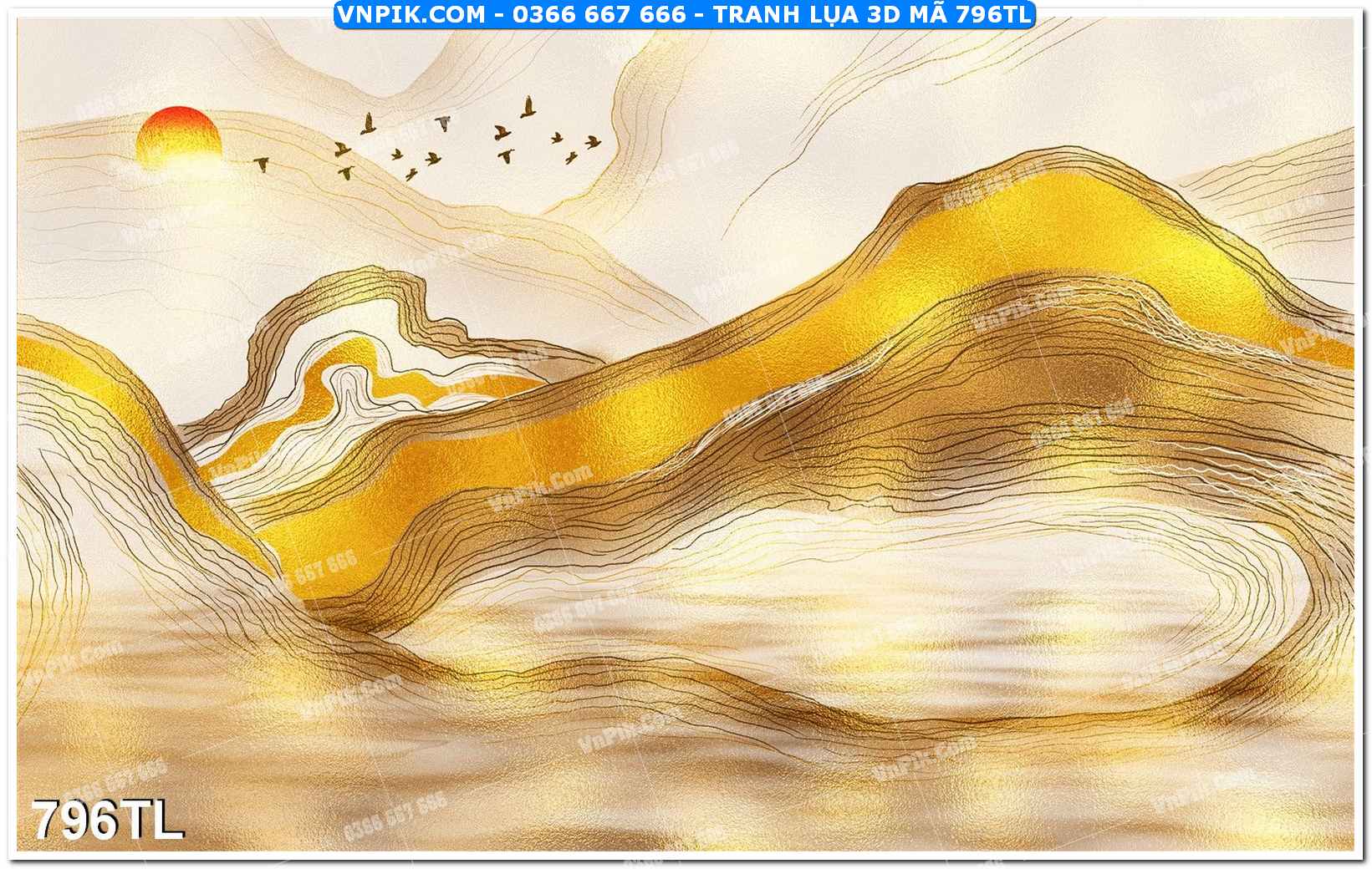Tranh lụa 3D – Tranh trang trí dán tường 796TL