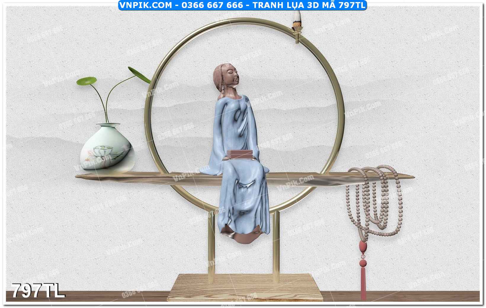 Tranh lụa 3D – Tranh trang trí dán tường 797TL