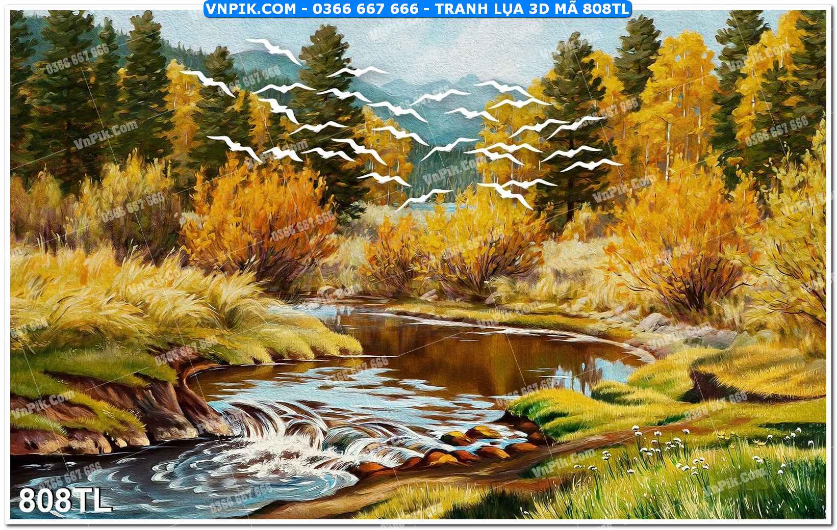 Tranh lụa 3D – Tranh trang trí dán tường 808TL