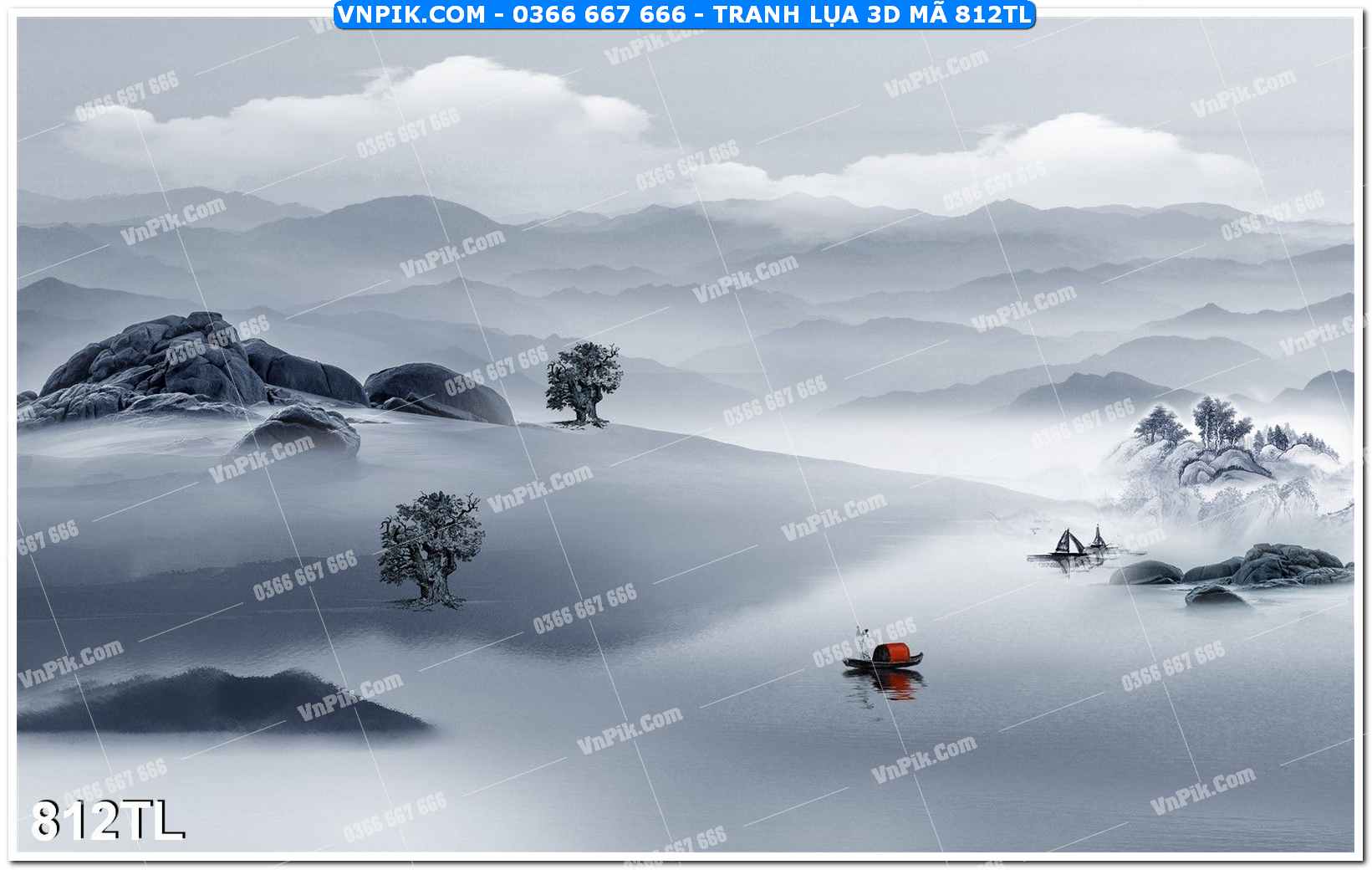 Tranh lụa 3D – Tranh trang trí dán tường 812TL