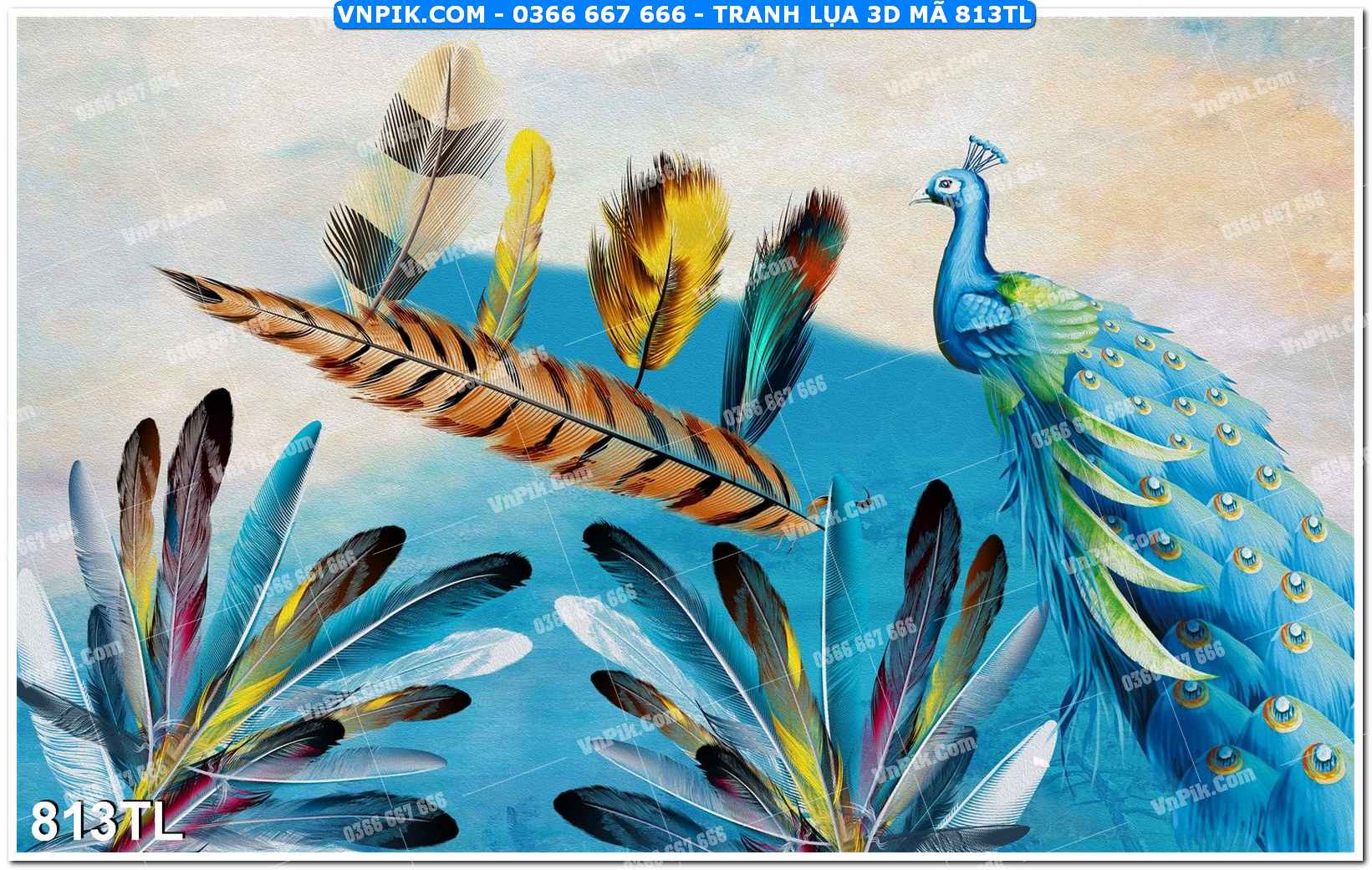 Tranh lụa 3D – Tranh trang trí dán tường 813TL