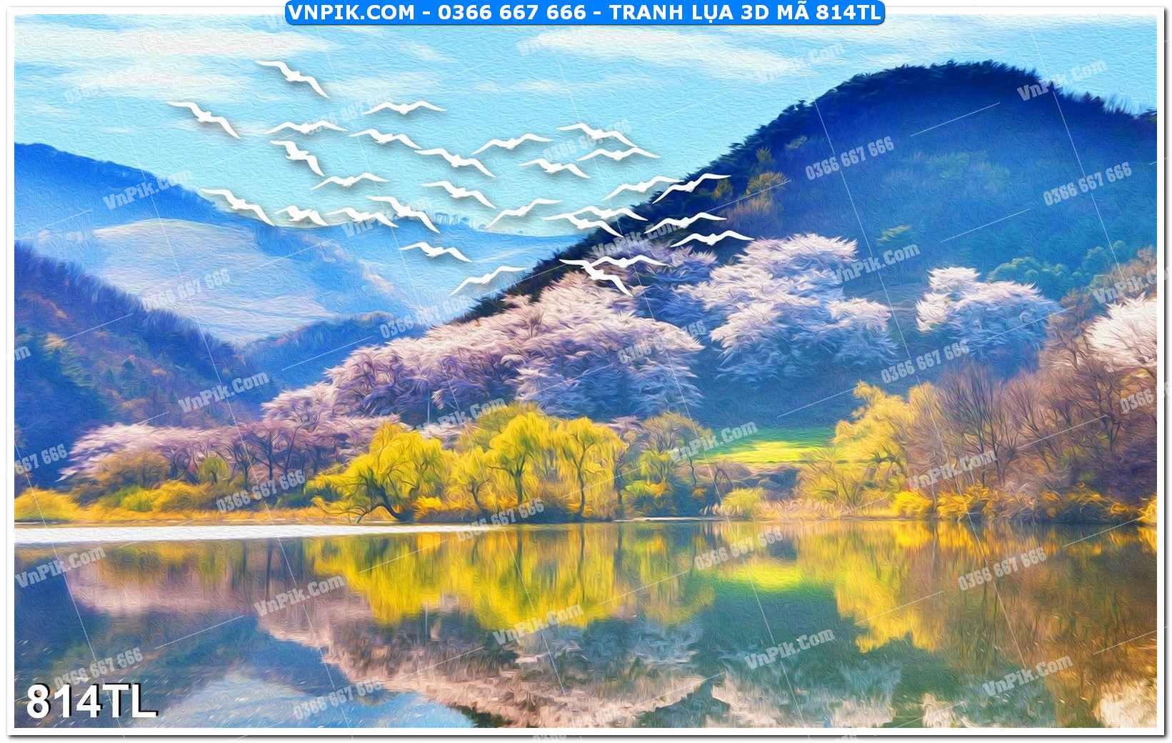 Tranh lụa 3D – Tranh trang trí dán tường 814TL