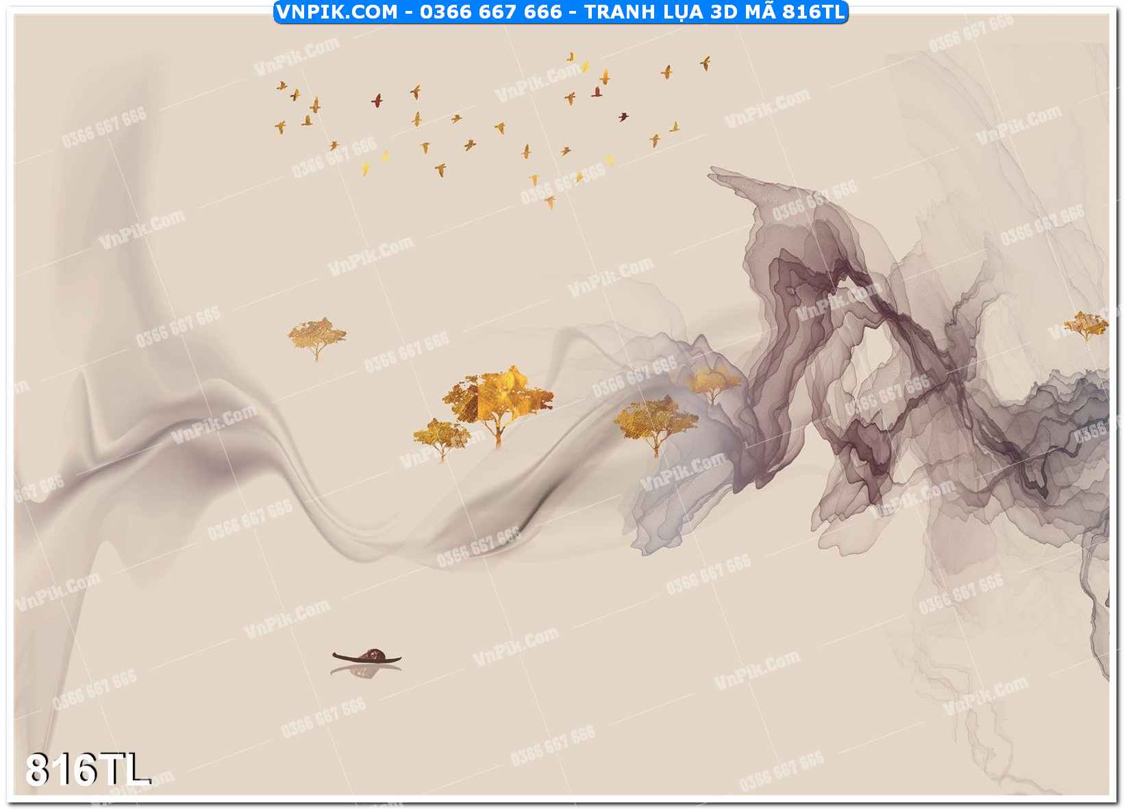 Tranh lụa 3D – Tranh trang trí dán tường 816TL