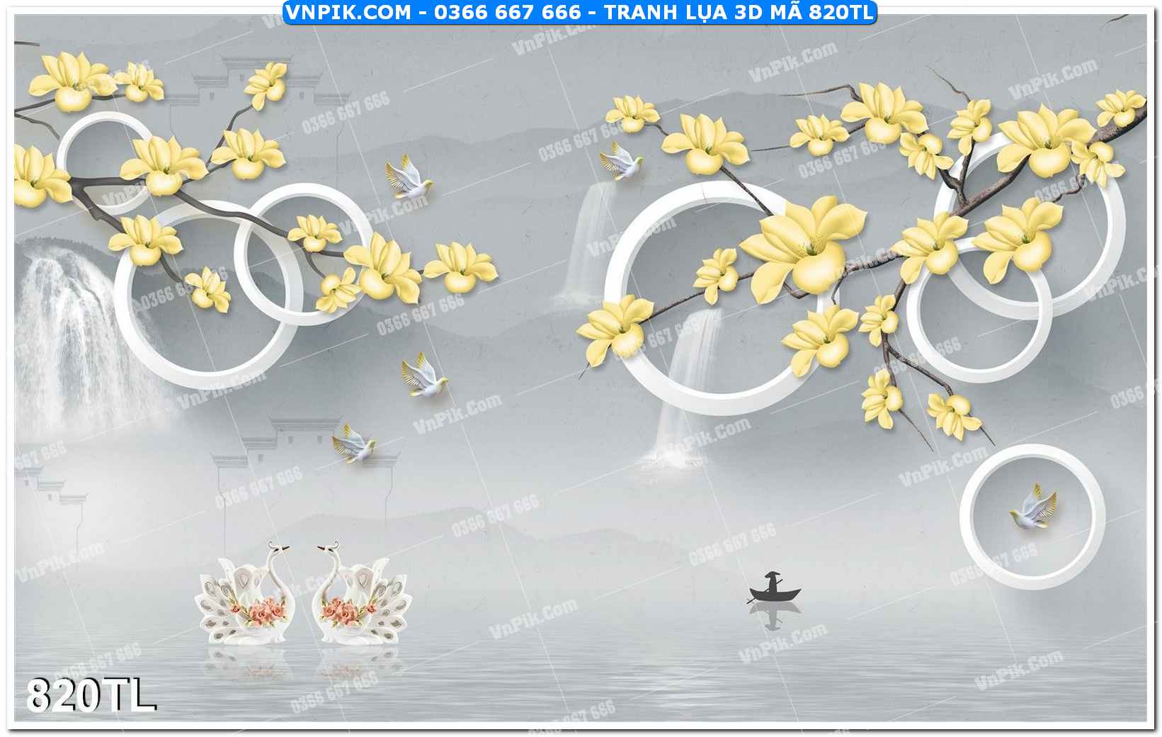 Tranh lụa 3D – Tranh trang trí dán tường 820TL