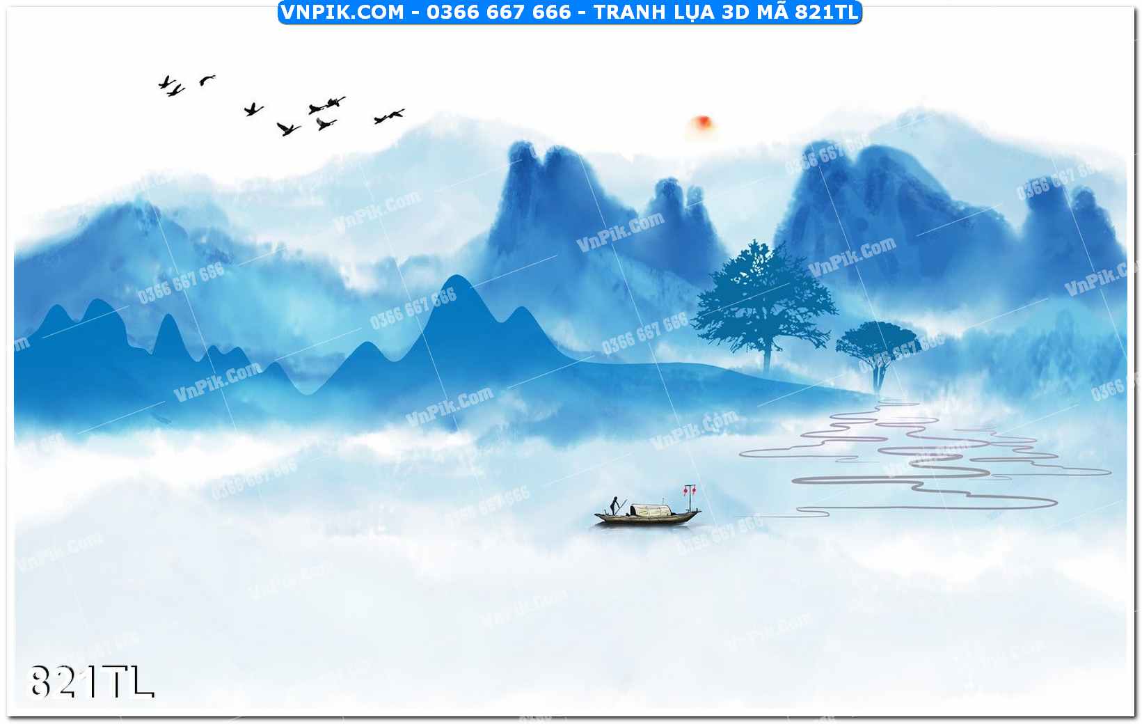 Tranh lụa 3D – Tranh trang trí dán tường 821TL