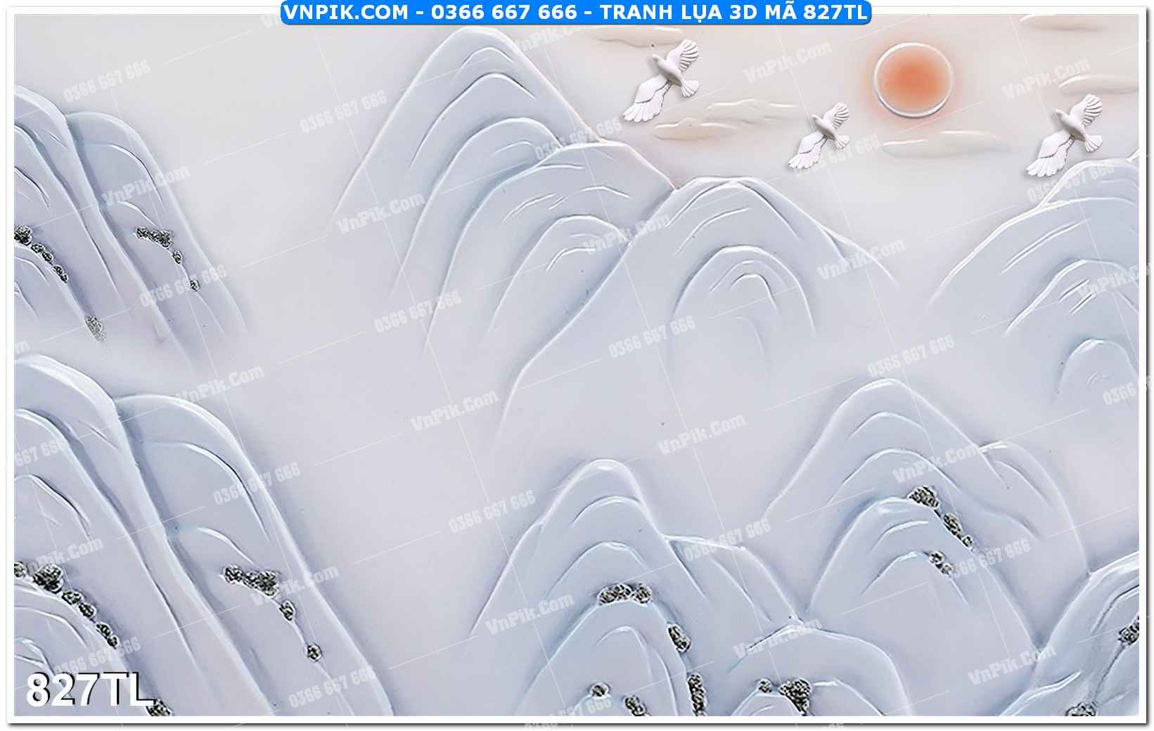 Tranh lụa 3D – Tranh trang trí dán tường 827TL