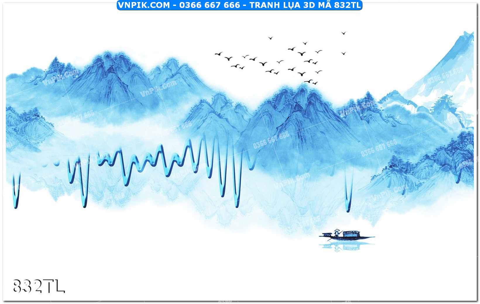 Tranh lụa 3D – Tranh trang trí dán tường 832TL