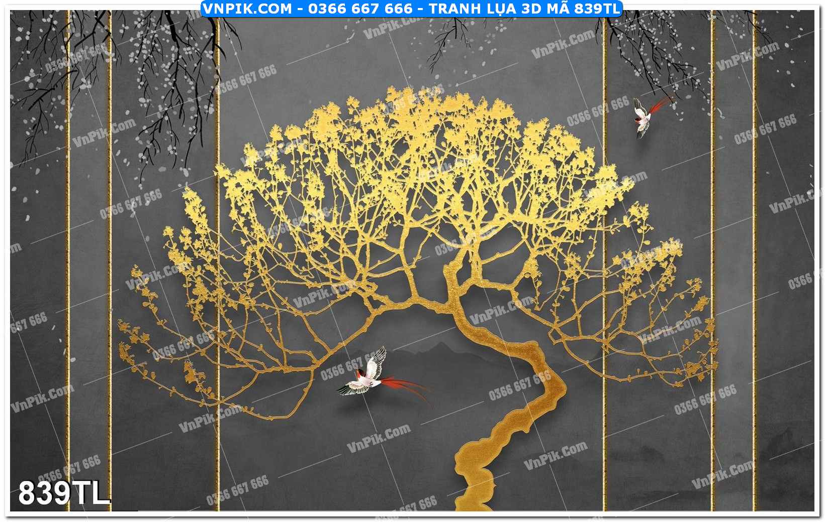 Tranh lụa 3D – Tranh trang trí dán tường 839TL